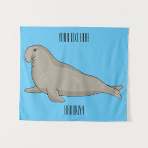 Elephant seal cartoon illustration tapestry