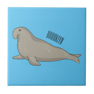 Elephant seal cartoon illustration tile