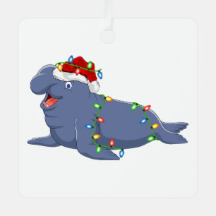 elephant seal lover xmas santa hat elephant seal c metal tree decoration