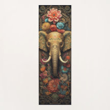 Elephant Serenity Woodcarving with flowers