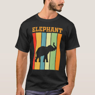 Elephant Shadow Silhouette In Retro Colours T-Shirt