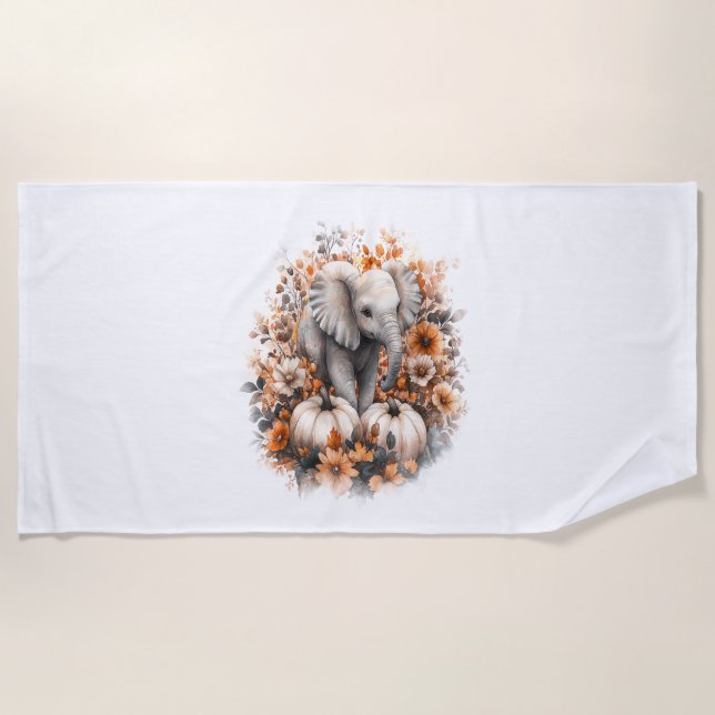 Elephant Shirt Country Pumpkin Beach Towel (Front)
