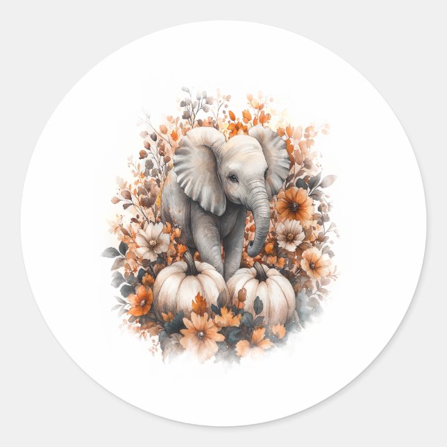 Elephant Shirt Country Pumpkin Classic Round Sticker (Front)
