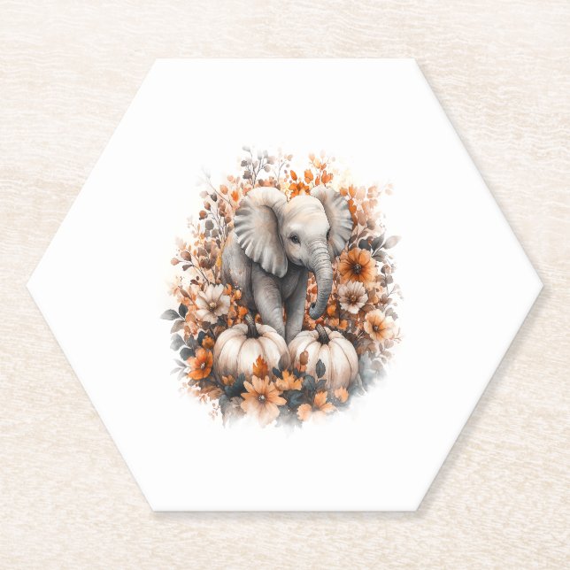 Elephant Shirt Country Pumpkin Paper Coaster (Front)