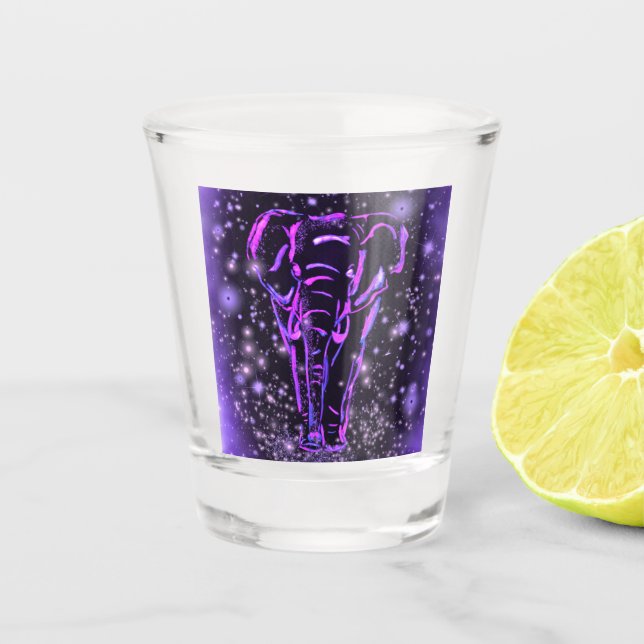 Elephant Shot Glass Walking In Starry Night (Front)