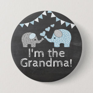 Elephant Shower Chalkboard Look I'm The Grandma 7.5 Cm Round Badge