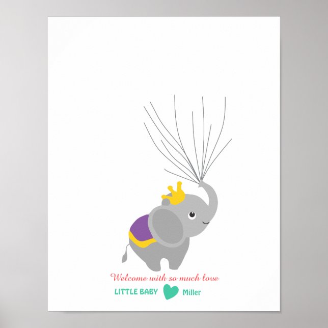 Elephant shower guestbook thumbprint (Front)
