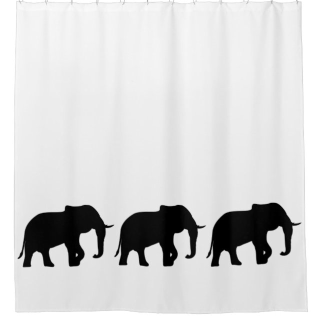Elephant Silhouette black + your ideas Shower Curtain (Front)