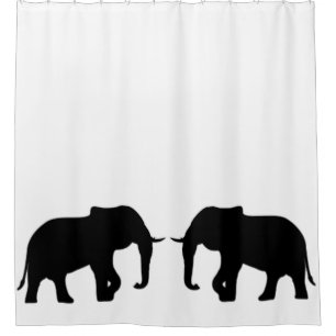 Elephant Silhouette black + your ideas Shower Curtain