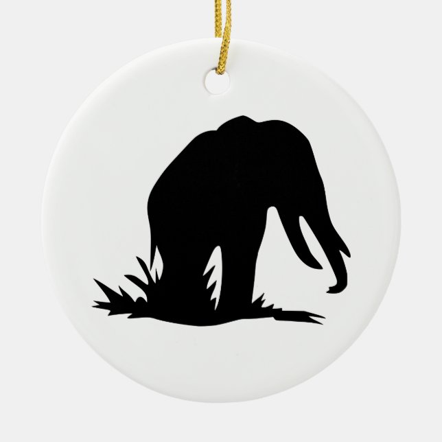 Elephant Silhouette Ceramic Tree Decoration (Front)