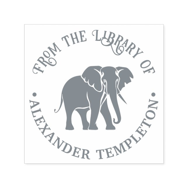 Elephant Silhouette Library Book Name #2 Self-inking Stamp (Design)