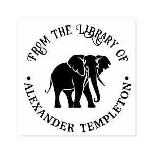 Elephant Silhouette Library Book Name #2 Self-inking Stamp