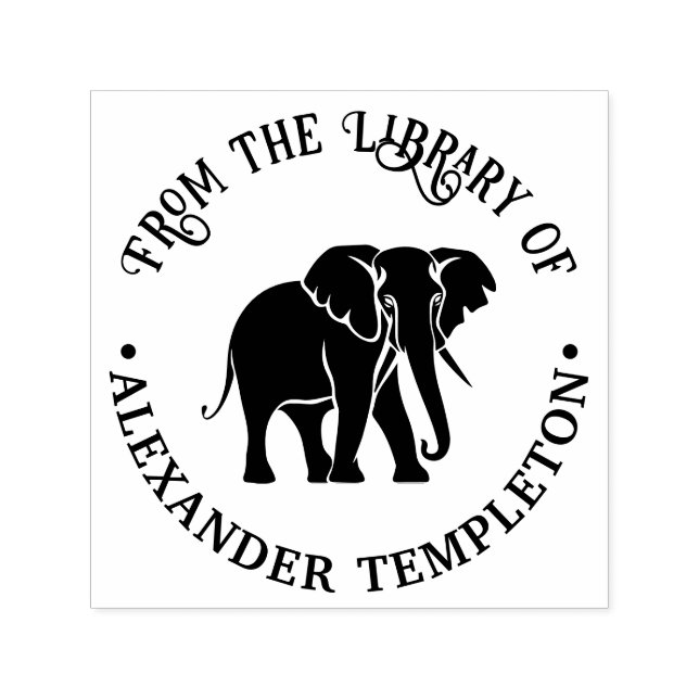 Elephant Silhouette Library Book Name #2 Self-inking Stamp (Design)