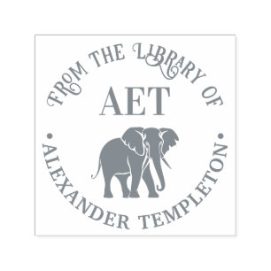 Elephant Silhouette Library Book Name Initials #2 Self-inking Stamp