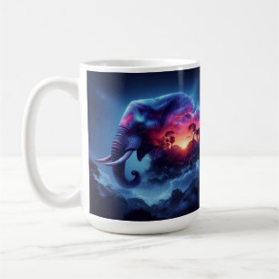 Elephant Silhouette Merged with Vibrant Sunset Coffee Mug
