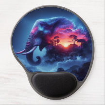 Elephant Silhouette Merged with Vibrant Sunset