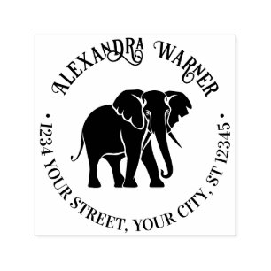Elephant Silhouette Name Return Address Self-inking Stamp