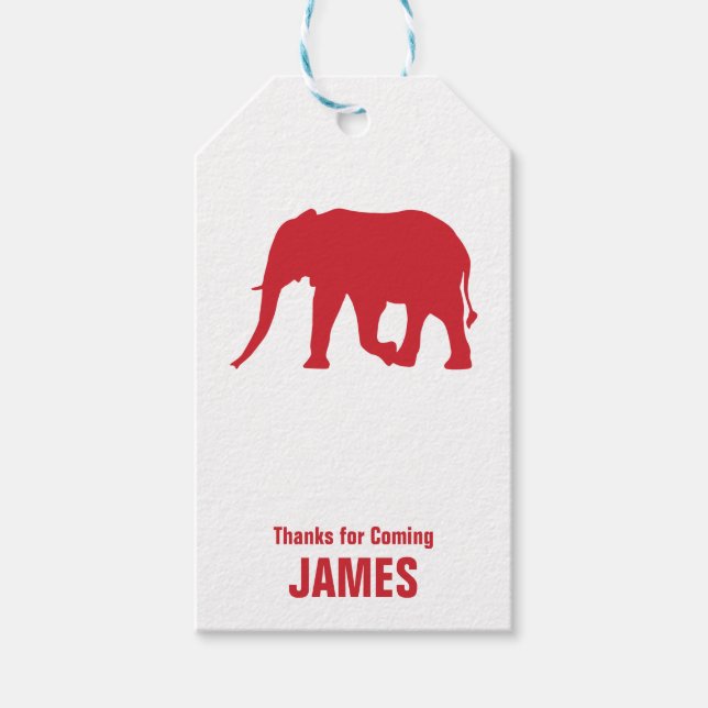 Elephant Silhouette Safari Birthday Gift Tag (Front)