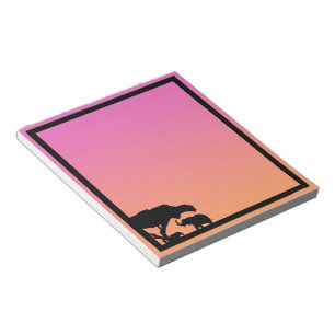 Elephant Silhouettes at Sunset Notepad