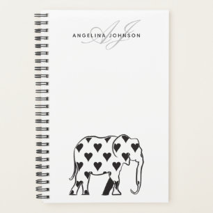 Elephant  Simple Black and White Name Planner