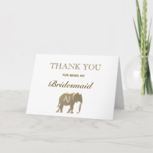 Elephant Simple Thank You for Being My Bridesmaid Card