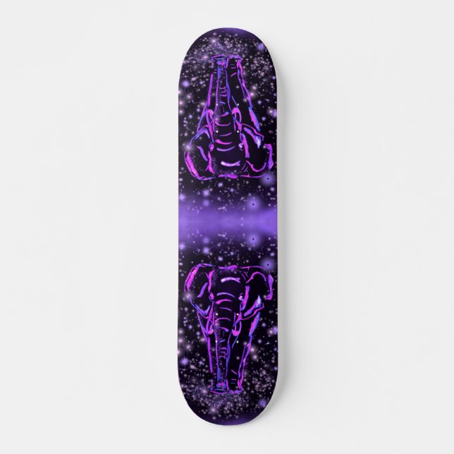 Elephant Skateboard Purple Pink Starry Night (Front)