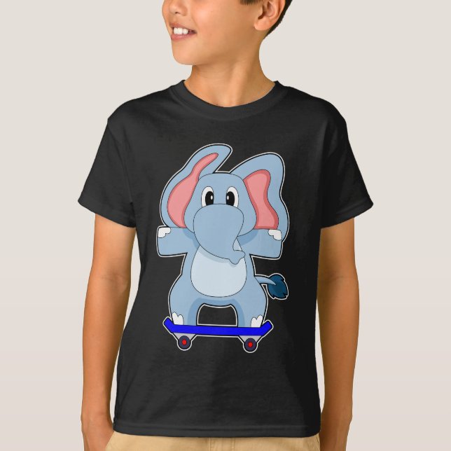 Elephant Skater Skateboard Sports T-Shirt (Front)