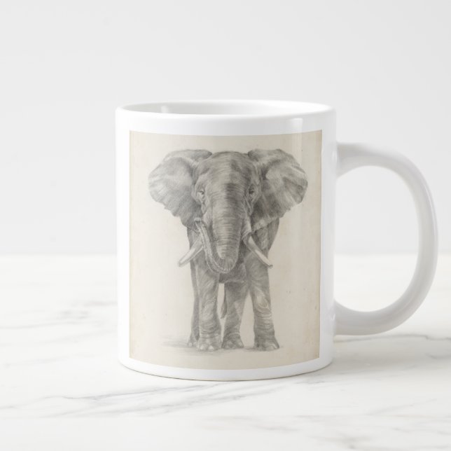 Elephant Sketch Large Coffee Mug (Right)