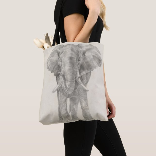 Elephant Sketch Tote Bag (Close Up)