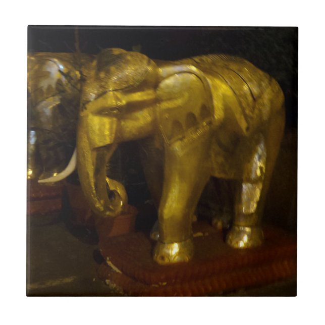 Elephant Small (4.25" x 4.25") Ceramic Photo Tile (Front)