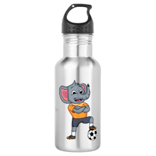 Elephant soccer player cartoon illustration 532 ml water bottle