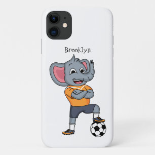Elephant soccer player cartoon illustration iPhone 11 case