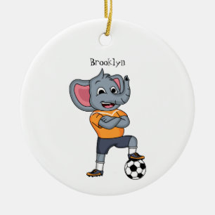 Elephant soccer player cartoon illustration ceramic tree decoration