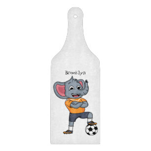 Elephant soccer player cartoon illustration cutting board