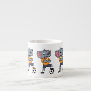 Elephant soccer player cartoon illustration espresso cup
