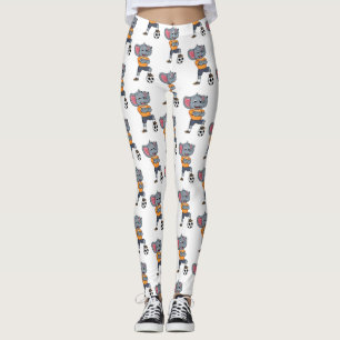 Elephant soccer player cartoon illustration leggings