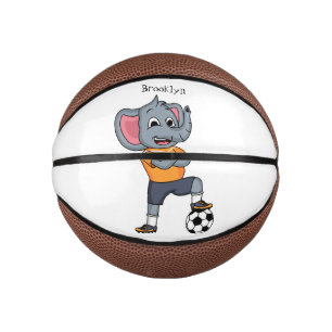 Elephant soccer player cartoon illustration  mini basketball