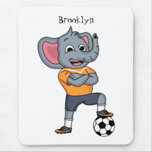 Elephant soccer player cartoon illustration mouse mat
