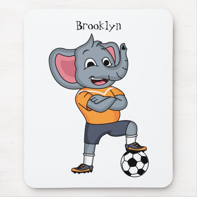 Elephant soccer player cartoon illustration mouse mat (Front)