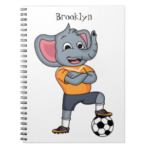 Elephant soccer player cartoon illustration notebook