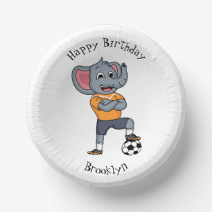 Elephant soccer player cartoon illustration paper plate
