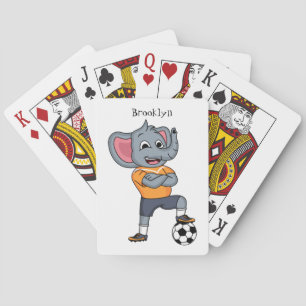 Elephant soccer player cartoon illustration  playing cards
