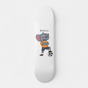 Elephant soccer player cartoon illustration skateboard