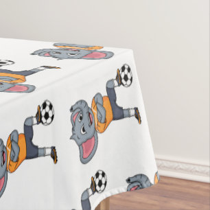 Elephant soccer player cartoon illustration  tablecloth