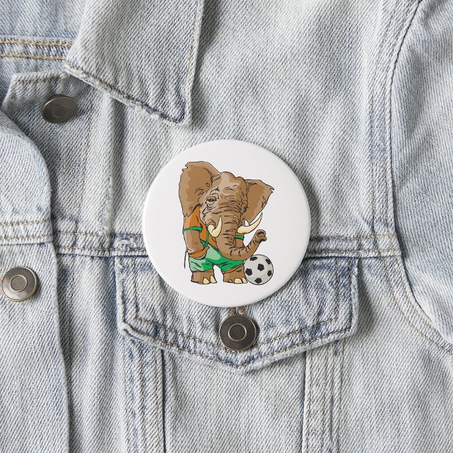 Elephant Soccer Player Funny Sports Animal  7.5 Cm Round Badge (Creator Uploaded)