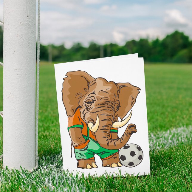 Elephant Soccer Player Funny Sports Animal  Card (Creator Uploaded)