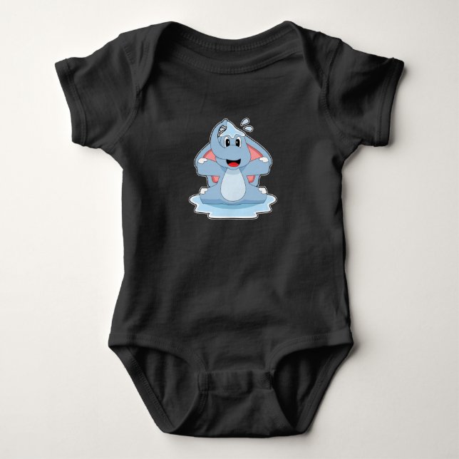 Elephant Splashing Water Baby Bodysuit (Front)