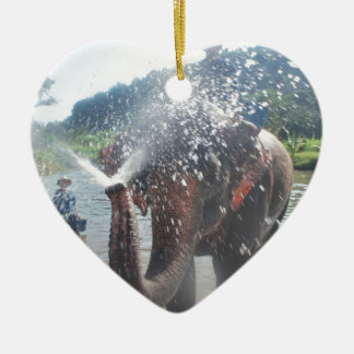 Elephant spraying water ceramic tree decoration