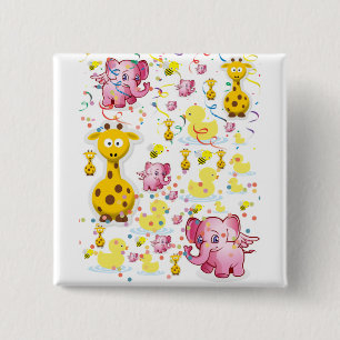 Elephant Square Button