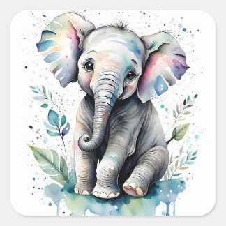 Elephant square sticker